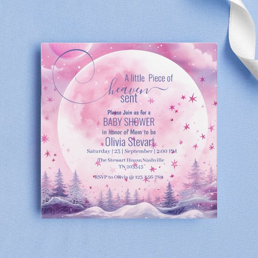 Pink Dreamy Heaven envoyé Baby shower Invitation