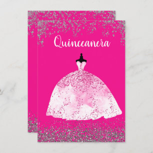 Pink Dress Quinceañera 15e verjaardag Uitnodiging