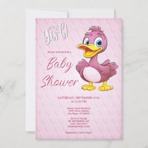 Pink Duck Baby shower Invitation Kaart