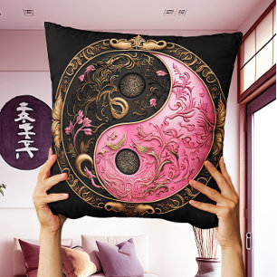 Pink East Oriental Yin en Yang Taijitu Kussen