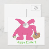 Pink Easter Bunny Feestdagenkaart (Voorkant / Achterkant)