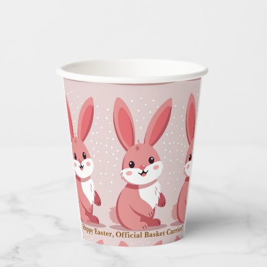 Pink Easter Bunny Pattern Image Humor Papieren Bekers (Voorkant)