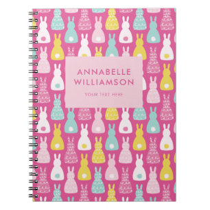 Pink Easter Bunny Rabbit Pattern Notitieboek