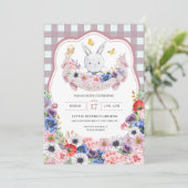 Pink Easter Egg Hunt Bunny Spring Flowers Kaart (Staand voorkant)