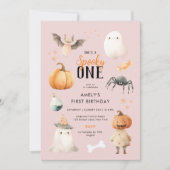 Pink Éffrayant Un Halloween Invitation Anniversair (Devant)