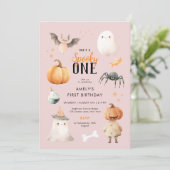 Pink Éffrayant Un Halloween Invitation Anniversair (Debout devant)