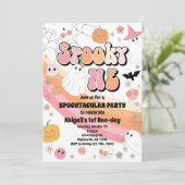 Pink Éffrayant Un Halloween Invitation Anniversair (Debout devant)