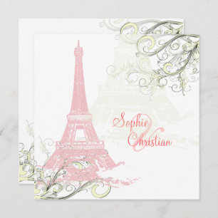 PINK EIFFEL TOWER+SWIRLS/LUXE SHIMMER PAPIER KAART