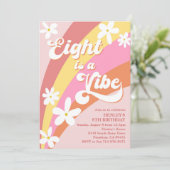 Pink Eight is een Vibe Retro Daisy Rainbow Birthda Kaart (Staand voorkant)