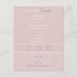 PInk Elegance Bat Mitzvah Uitnodigingen