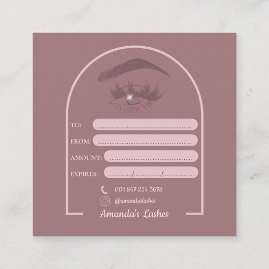 Pink Elegant Arc Beauty Salon Certificat cadeau (Dos)