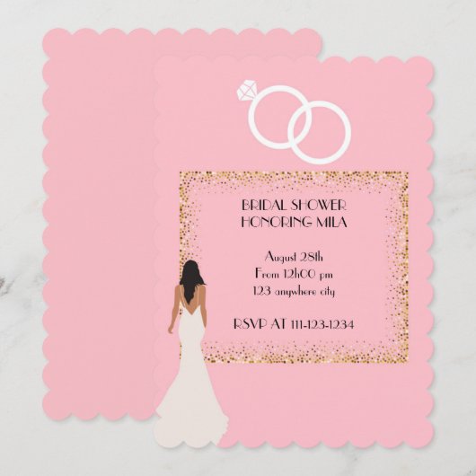 PINK ELEGANT BRIDAL SHOWER INVITATION (Devant / Derrière)