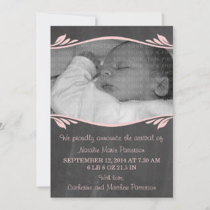 Pink Elegant Chalkboard Baby Faire-part