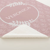 Pink Elegant Damask Couverture Sherpa personnalisé (3/4)