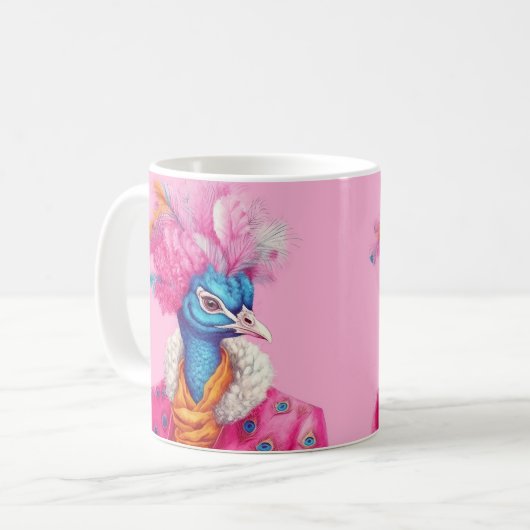Pink Elegant Peacock Mug (Devant gauche)
