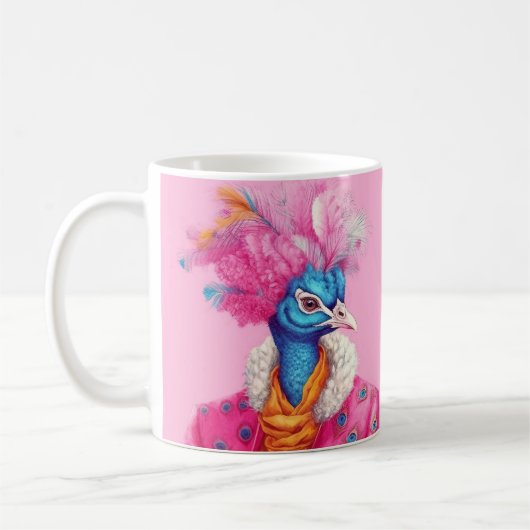 Pink Elegant Peacock Mug (Gauche)