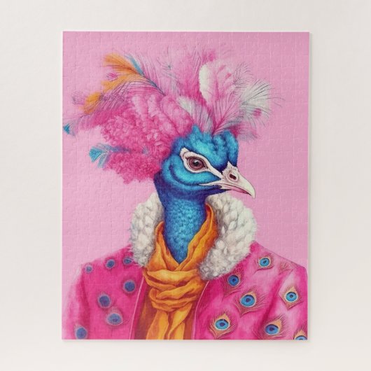 Pink Elegant Peacock Puzzle (Vertical)