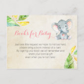 Pink Elephant Baby shower - Breng een boek insert Uitnodiging Briefkaart (Achterkant)