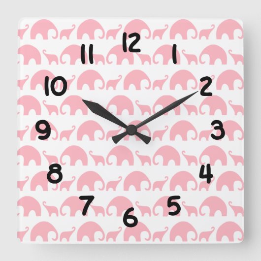 Pink éléphant bébé fille crèche horloge (Recto)