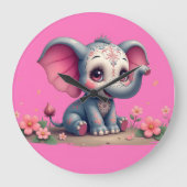 Pink Elephant Clock Grote Klok (Voorkant)