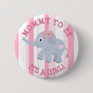 Pink Elephant is een meisje Baby shower Pin Ronde Button 5,7 Cm