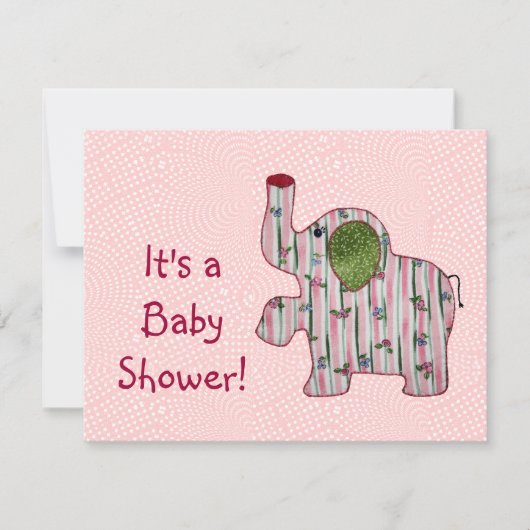 Pink Elephant Pays Baby shower Invitation Appartem (Devant)