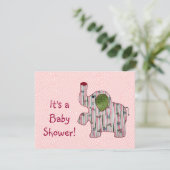 Pink Elephant Pays Baby shower Invitation Appartem (Debout devant)