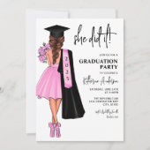 Pink Elle L'A Fait Graduation Party Invitation (Devant)
