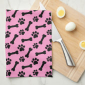 PINK en BLACK Dog Paws en Botten B06 Theedoek (Quarter Fold)