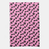 PINK en BLACK Dog Paws en Botten B06 Theedoek (Verticaal)
