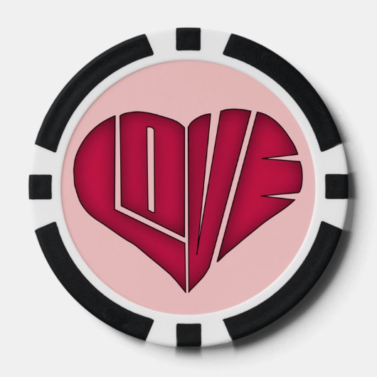 Pink en Black LOVE Personal Couple Poker Chip (Voorkant)