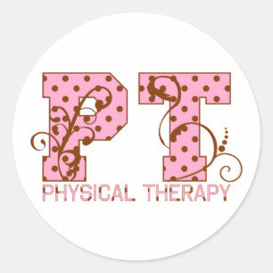 pink- en bruine poka-punten ronde sticker
