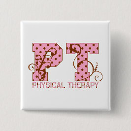 pink- en bruine poka-punten vierkante button 5,1 cm