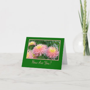 PINK EN GEEL DAHLIAS/ "HOE BEN JE?" NOTECARD KAART