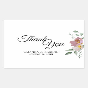 Pink en Mauve  Floral Weddenschap Dank je Rechthoekige Sticker