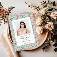 Pink en Mint Green Cherry Blossom Save the Date