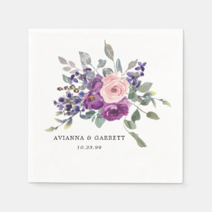 Pink en Paars Roos Floral Aangepaste bruiloft Servet