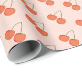 Pink en Red Cherry Fruit Pattern Cadeaupapier (Rol Hoek)