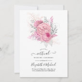Pink en Silver Floral en Lace Virtual Wedding Kaart (Voorkant)
