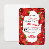 Pink En vichy Berry Premier Birthday Invitation Te (Devant / Derrière)