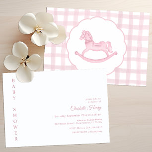 Pink En vichy Rocse Baby shower Invitation