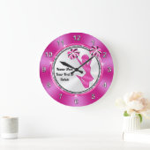 Pink en White Cute Cheerleader Clock PERSONALIZED Grote Klok (Huis)