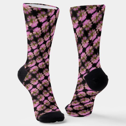 Pink en White Flower Close Up Pattern Sokken (Gebogen)