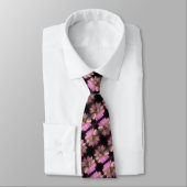 Pink en White Flower Close Up Pattern Stropdas (Gebonden)