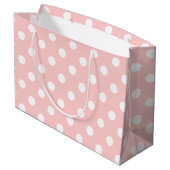 Pink en White Polka Dot Pattern Groot Cadeauzakje (Achterkant Gekanteld)