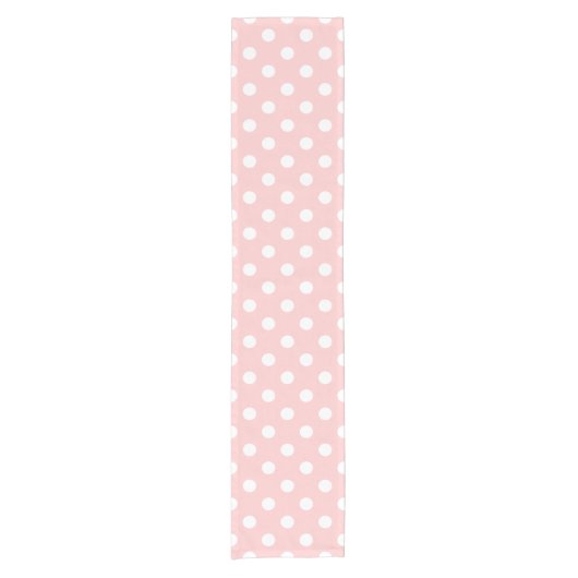 Pink en White Polka Dot Pattern Korte Tafelloper (Voorkant)