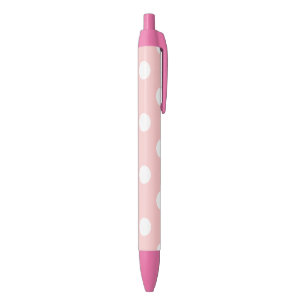 Pink en White Polka Dot Pattern Zwarte Inkt Pen