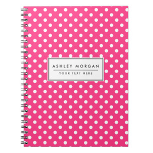 Pink en White Polka Dots Pattern Notitieboek