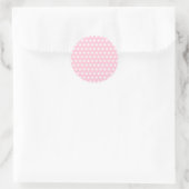 Pink en White Polka Dots Pattern. Ronde Sticker (Tas)
