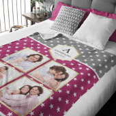 Pink en White Stars Pattern Foto Collage Fleece Deken